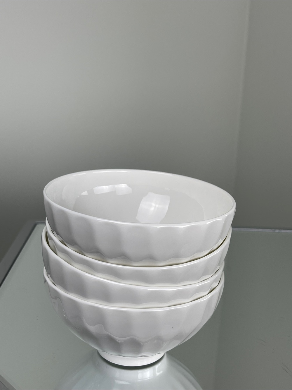 Homegoods Elegant Set of 4 White Bone China Scalloped 4 3/4 “Bowls